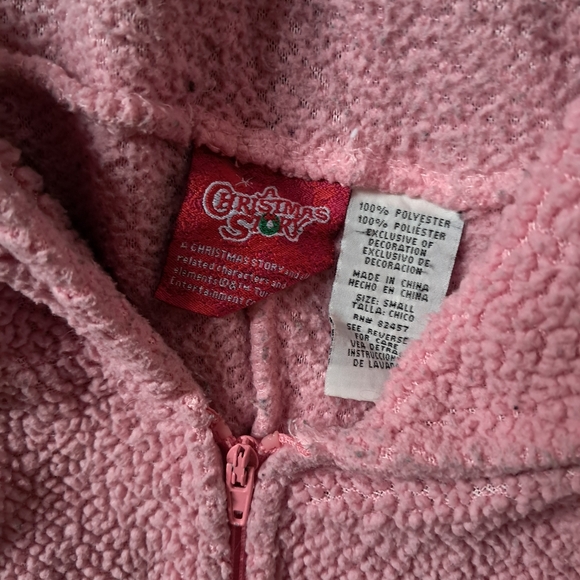 A Christmas Story Pink Nightmare Hooded Fleece Bunny Onesie with Ears! Sz Mens S - Picture 5 of 5